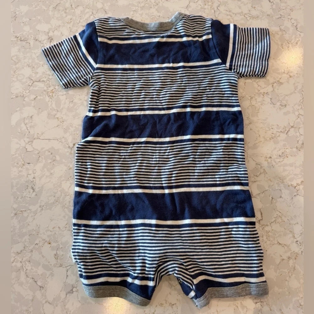 Burt’s Bees 24mos - Striped Blue and White Baby Romper - Picture 2 of 6
